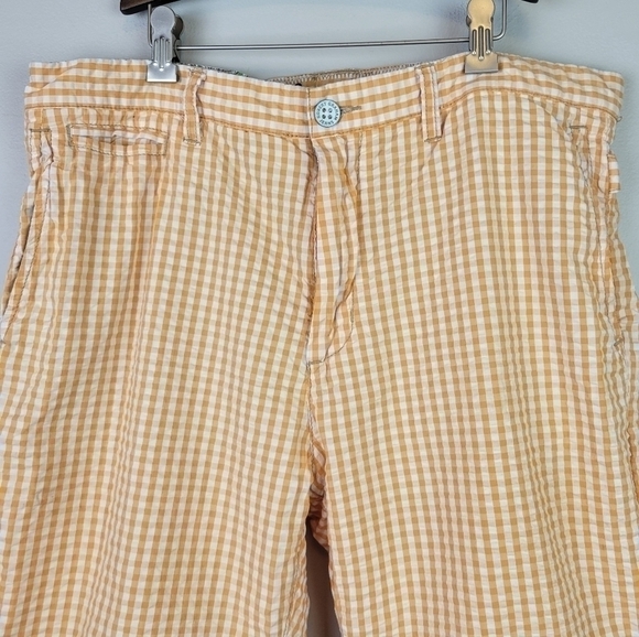 ROBERT Graham Bermuda Casual Walking Shorts Gingham Orange Cotton 34 - Picture 2 of 12